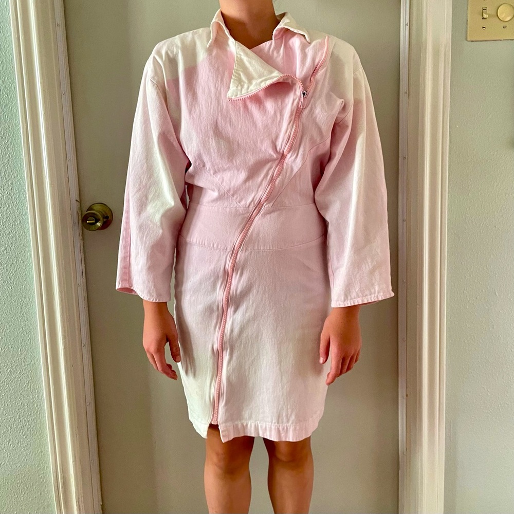 Vintage 80s Stranger Things Look Pink/White Tie Dye Dress Joni Blair ~Sz 3